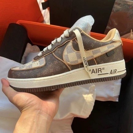 รองเท้า LV Louis Vuitton X Nike AIR FORCE ONE 1สีน้ำตาล