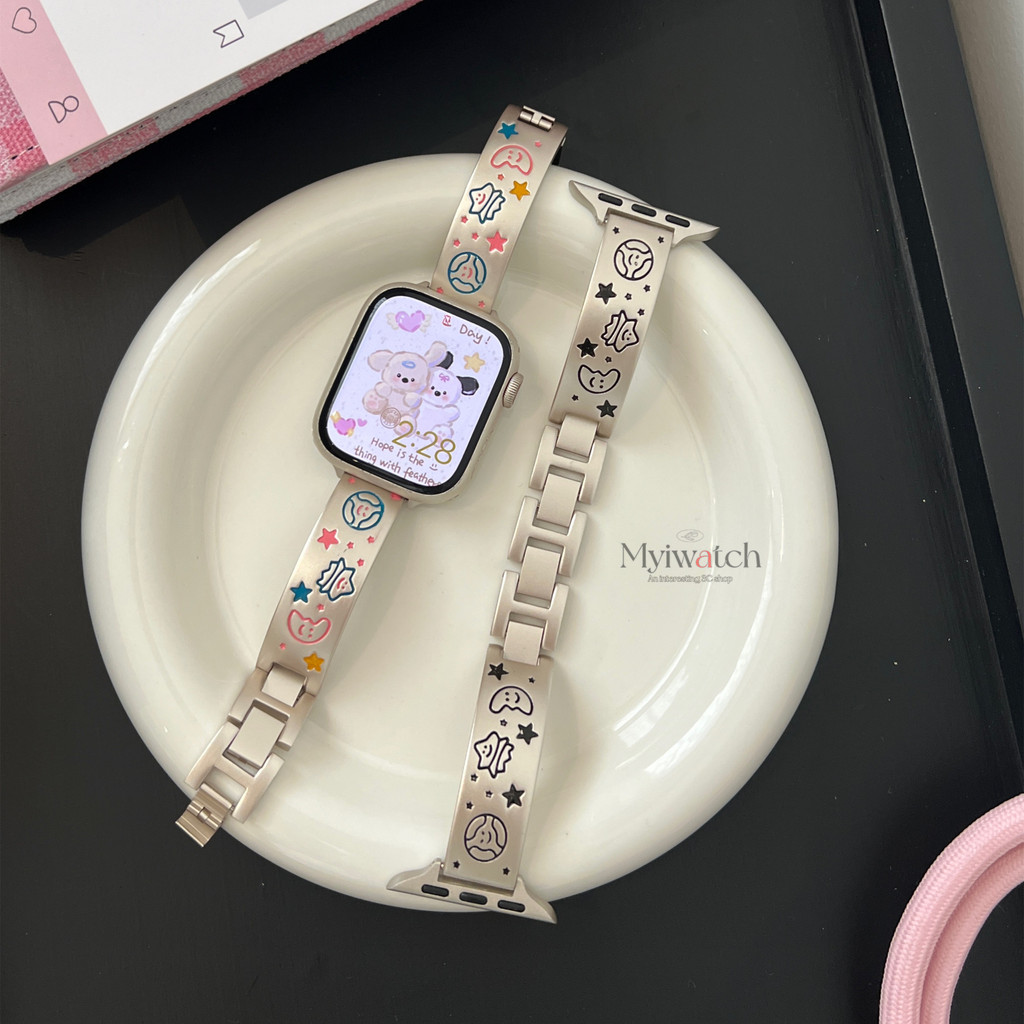 รูปแบบการ์ตูนสายโลหะสําหรับ ฉันดู ชุด พิเศษ 10 9 8 7 6 กับ 5 4 3 2 1สร้างสรรค์น่ารักสายรัดข้อมือสําหรับ ฉันดู 49 มม.46 มม.44 มม.45 มม.41 มม.40 มม.38 มม.42 มม.