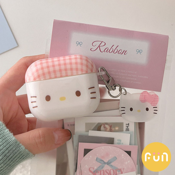 การ์ตูน Hello Kitty ลายสก๊อตสีชมพู IMD หูฟังไร้สายบลูทูธป้องกันกรณีใช้งานร่วมกับ Airpods 1 2 3 Pro Pro2 พร้อมจี้กันกระแทกชุดหูฟังปลอก - รูปที่ 6