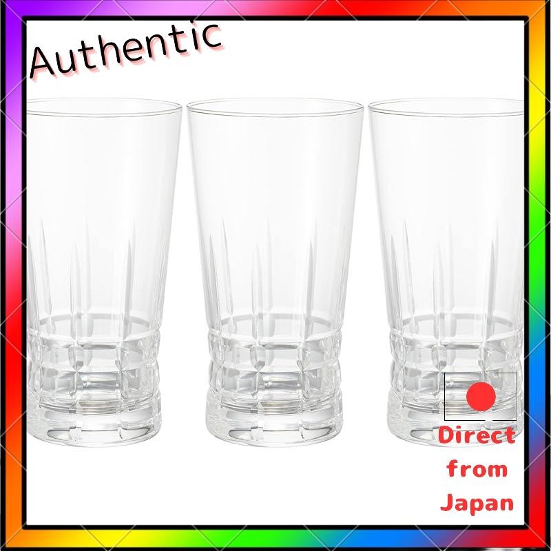 Fjord Cut 15oz Tumbler Glass Set of 3 - Made in Japan, Dishwasher Safe