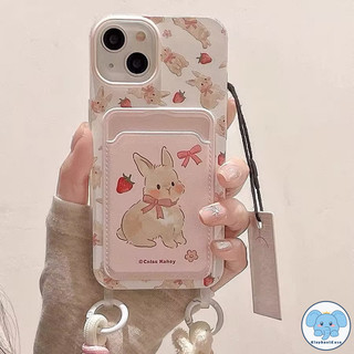 โบว์น่ารักกระต่ายเข้ากันได้เคสไอโฟน 17 air 11 13 16 15 12 14 XR Pro Max X XS Max 7 8 16 Plus SE ดอกไม้หวานสตรอเบอร์รี่