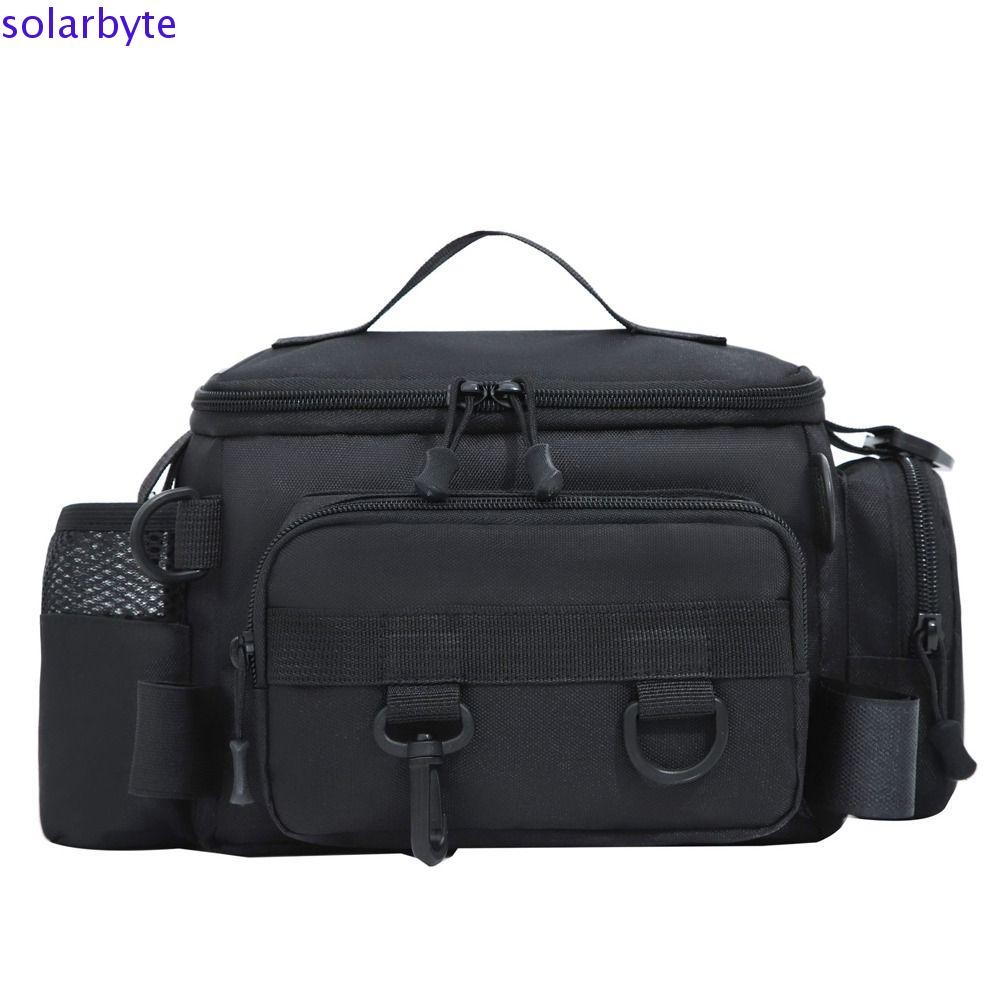 Solarbyte กระเป๋าใส่อุปกรณ์ตกปลา, เอว Fanny Crossbody กระเป๋าเป้สะพายหลังเหยื่อตกปลา, ไหล่มัลติฟังก์ชั่นกันน้ําพร้อมที่ใส่คันเบ็ดกระเป๋าตกปลาที่เก็บของอเนกประสงค์