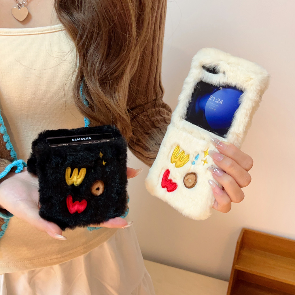 Samsung Galaxy Z Flip 6 Flip5 เคสขนตุ๊กตาน่ารัก wow เคส Samsung Galaxy Z Flip 3 Flip4 โทรศัพท์ ความคิดสร้างสรรค์เคส