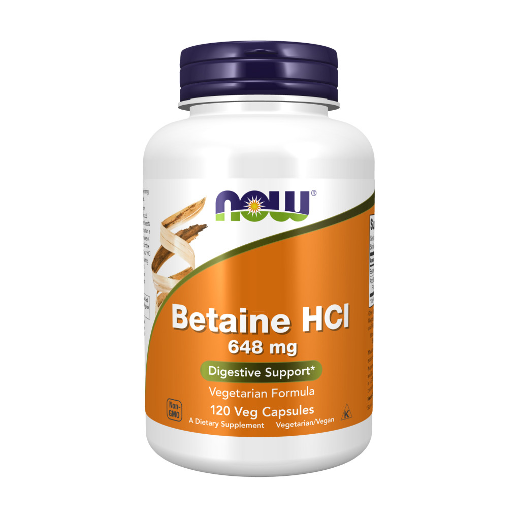พร้อมส่ง NOW Foods Betaine HCL 648 mg 120 Veg Capsules  เบทาอีน HCI