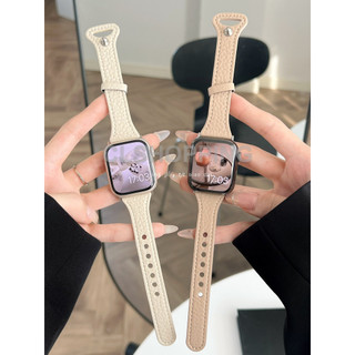 สร้อยข้อมือนาฬิกาหนังยี่ห้อใหม่สายนาฬิกาสําหรับ แอปเปิล ดู 10 9 8 7 46 มม.42 มม.45 มม.41 มม.ส10 ส9 พิเศษ 49 มม. กับ 6 5 4 3 44 มม.40 มม.38 มม.นาฬิกาสมาร์ทลายลิ้นจี่สายปรับ