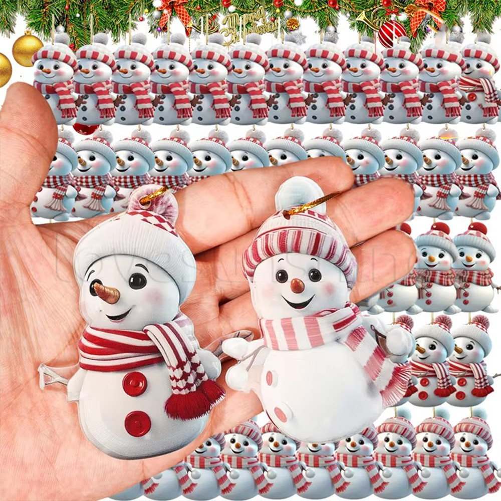 การ์ตูนอะคริลิค Snowman - Xmas New Year Party Decor Supplies - 2D Christmas Snowman จี้ - ต้นคริสต์มาสแขวนเครื่องประดับ - Merry Christmas Decor