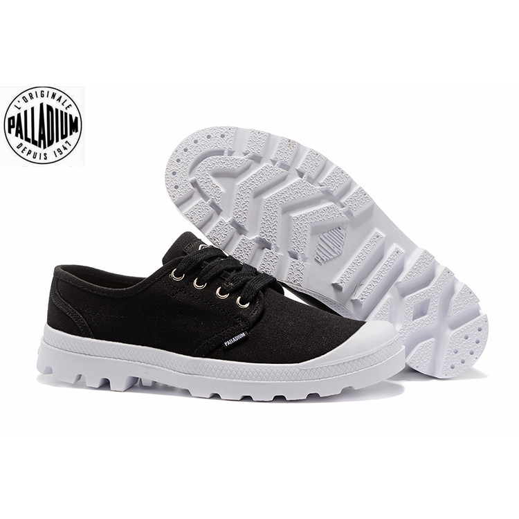 ของแท้ 100% PALLADIUM Low-top Black White รองเท้าผ้าใบสําหรับบุรุษและสตรี 35-45