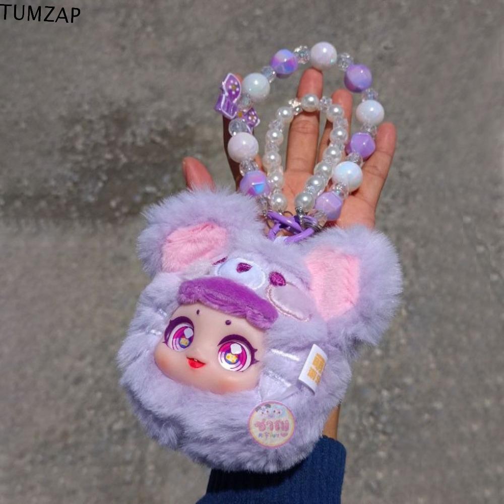 Tumzap เด็กสามตุ๊กตาโซ่,ที่มีสีสันแขวนสายเด็กสามตุ๊กตาโบว์จี้,หูฟังกรณีตกแต่งสายรัดข้อมือลูกปัดสตริงกระเป๋าโซ่โบว์ลูกปัดกระเป๋าจี้ผู้หญิง