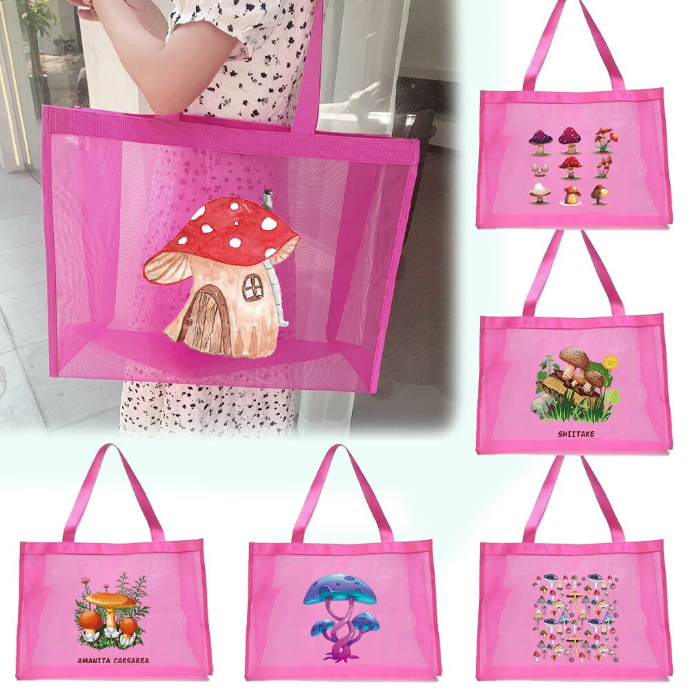 Mesh Tote bag Handbag Square Mesh Coin Purse Travel Large capacity Storage Bag Easy to carry Spot go
