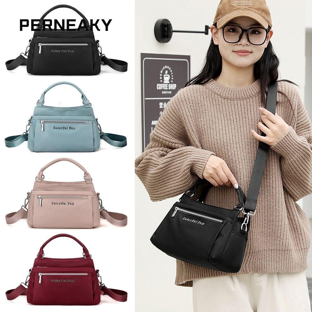 กระเป๋าสะพายไหล่ PERNEAKY, กระเป๋าสะพายข้างสีทึบกันน้ํา, แฟชั่นความจุขนาดใหญ่สําหรับกระเป๋าถือสุภาพสตรีทุกวัน