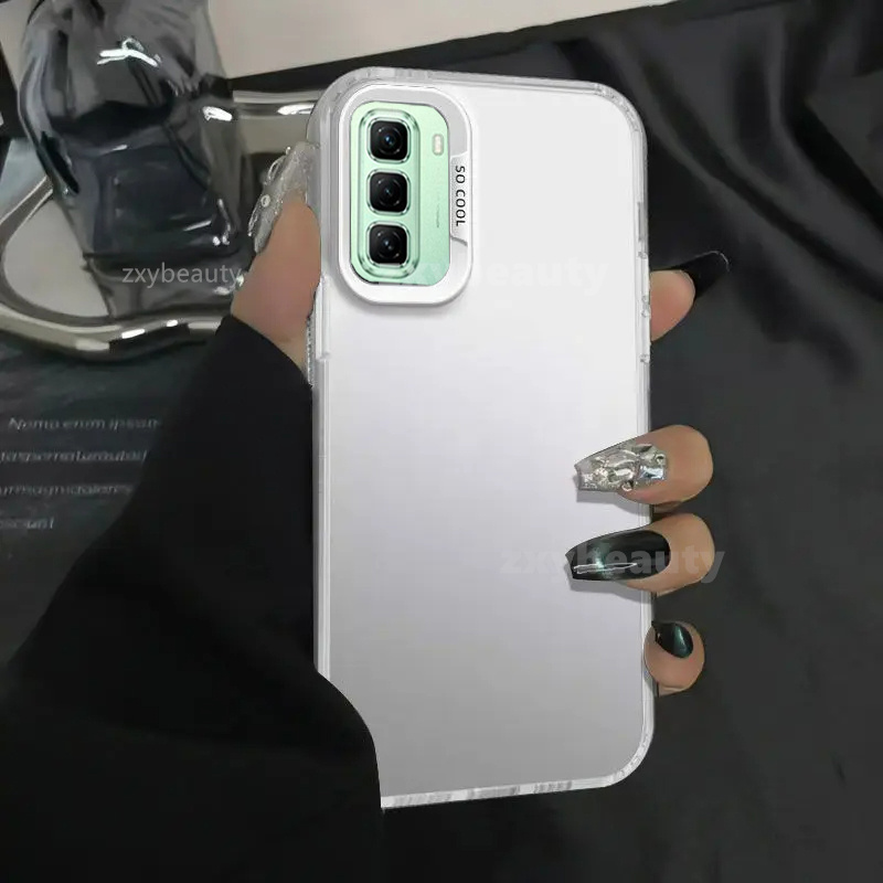 ปลอก Infinix Hot 50 Pro Plus 5G 4G 2024 X6720 กรณีโลหะ Frosted Hard คู่หรูหราเลเซอร์สําหรับ Hot50 X6882 50Pro 50Pro + 50ProPlus Shell ฝาหลัง