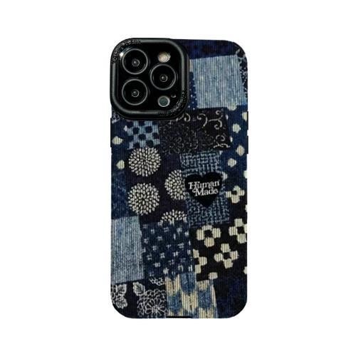 Creative Niche Blue Patchwork All-wrapแนวตั้งMatteทาสีDropทนเคสโทรศัพท์สําหรับIPhone 11 Case 12 7/8 Plus XSMAX IPhone 14/15ProMax 16 X/xs XR 13Pro