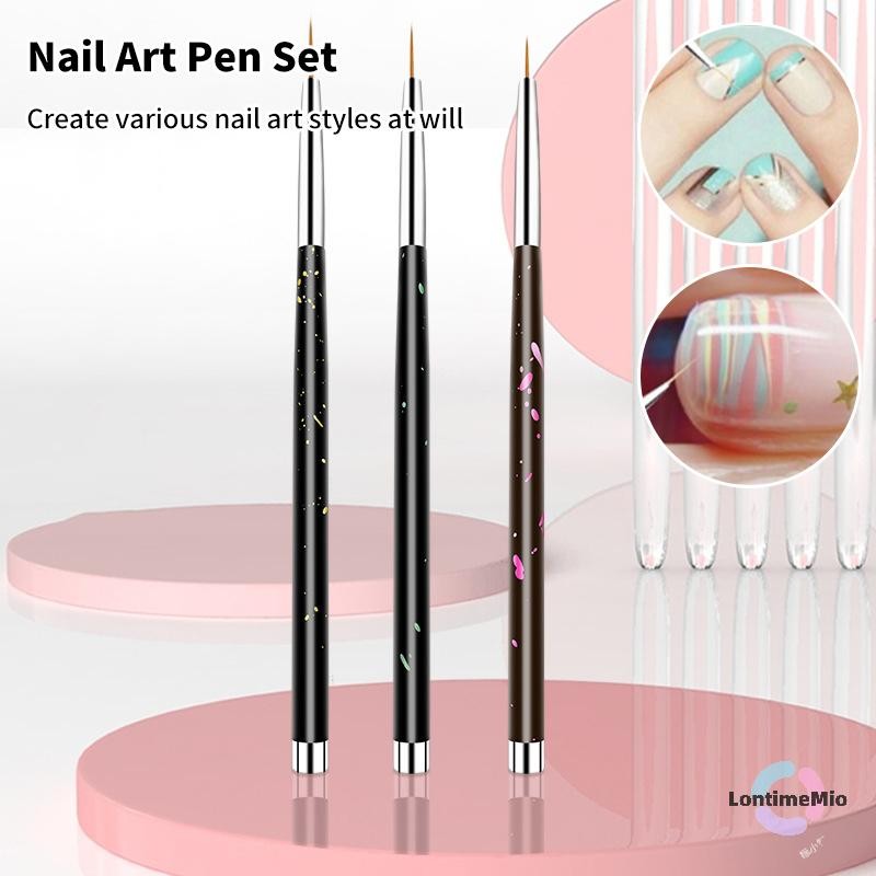 F&Z 1/3PCS Nail Art Liner แปรง 3 ขนาด Paing เล็บออกแบบปากกา 7/9/11 มม.เครื่องมือสําหรับเส้นยาวรายละเ