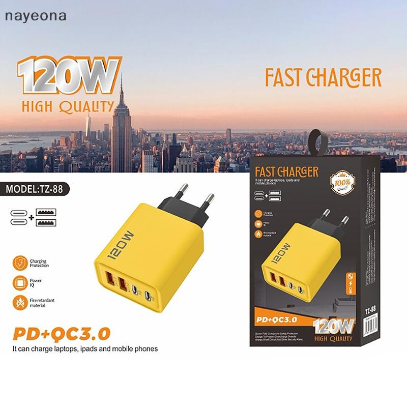 [NAY] Fast Charger Type C 120W Quick Charge 3.0 อะแดปเตอร์ชาร์จ USB สําหรับโทรศัพท์ PD USB Charger Fast Charging EON