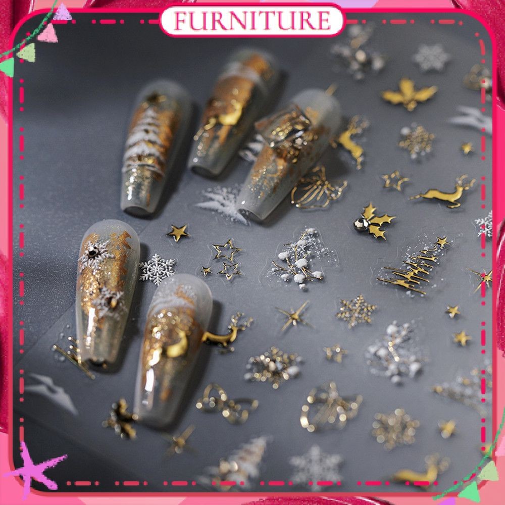 ♕ สติ๊กเกอร์ตกแต่งเล็บ Tensor Nail Art คริสต์มาส ลายคริสตัลเพชร บรอนซิ่ง 5 มิติ สติ๊กเกอร์ตกแต่งเล็บ งานปาร์ตี้ เทศกาล อุปกรณ์ทำเล็บ สำหรับร้านทำเล็บ เฟอร์นิเจอร์