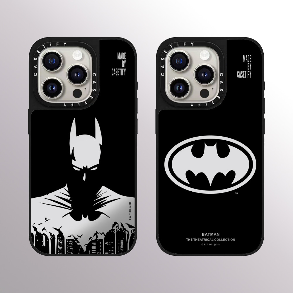 Casetify Batmanคุณภาพสูงกระจกเคสโทรศัพท์เหมาะสําหรับiPhone 16promax 16pro 16 plus 15 promax 14 promax 15 pro 14 pro 13 pro 12 แฟชั่นAnti Drop Hard Case