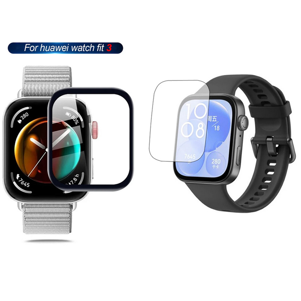 Huawei Watch Fit 3 ฟิล์ม TPU แบบนุ่มและตัวป้องกันหน้าจอ PMMA สําหรับฝาครอบนาฬิกา Fit3