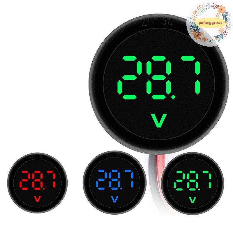Pufanggreat DC 4-100V LED จอแสดงผลดิจิตอลรอบสองสายโวลต์มิเตอร์ DC ดิจิตอลรถแรงดันไฟฟ้า Current Meter โวลต์เครื่องตรวจจับเครื่องทดสอบ Pane TH