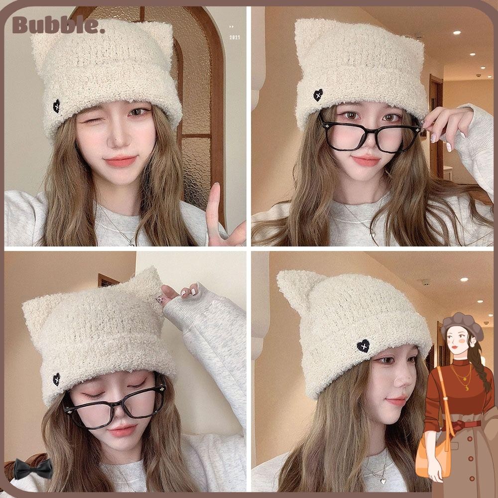 ฟอง หมวกปิดหูกันหนาว, หมวกบีนนี่หูแมวน่ารักเย็น, หมวกป้องกันหูปุยกันลมอุ่นกลางแจ้งสําหรับผู้หญิง