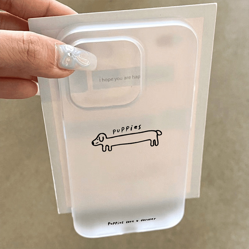 สําหรับ IPhone 16 15 14 13 12 11 Pro Max X XR XS Max 7 8 Plus สนุกการ์ตูน simple ปากกาลูกสุนัขเคสโทรศัพท์ Soft cover
