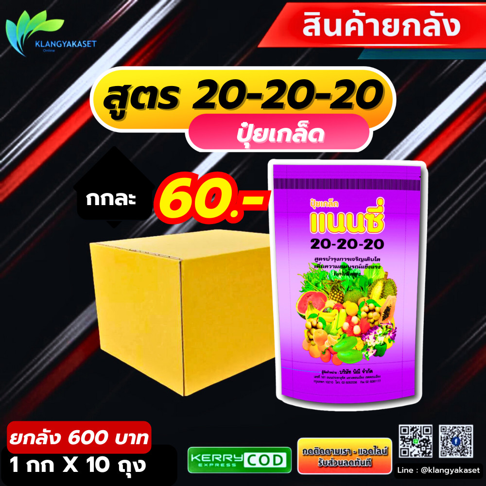 ยกลัง 10 กก ปุ๋ยเกล็ด แนนซี่ สูตร 20-20-20 บรรจุ1 กิโลกรัม สูตรบำรุงการเจริญเติบโต เพื่อความสมบูรณ์แข็งแรง ผลผลิตสูง