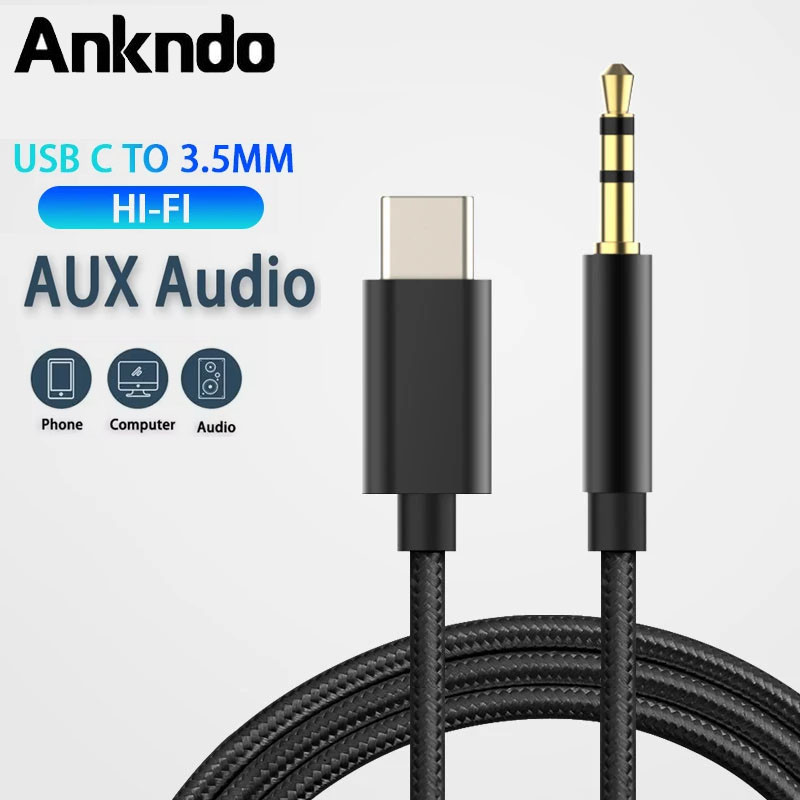 สายสัญญาณเสียง AUX Type-C USB C ถึง 3.5 มม.แจ็ค AUX สายไฟลําโพงรถอะแดปเตอร์หูฟังสําหรับ Samsung Xiaomi Type-C Converter