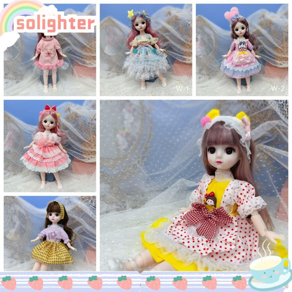 Solighter เสื้อผ้าตุ๊กตา BJD 1/6 พร้อม Headwear ชุดแม่บ้านสวยแฟชั่นน่ารัก Lorita Lorita Dress Girls