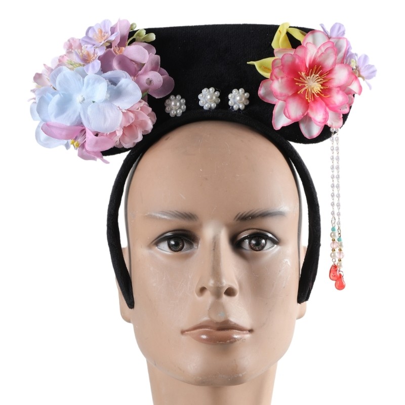 Wake Traditioanl Qings ที่คาดผมเครื่องแต่งกายสําหรับผู้หญิงจีน Imperial ดอกไม้ Hairhoops - รูปที่ 3