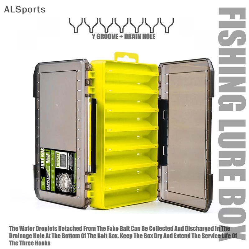 [ALSports] 1 Pc Fishing Tackle กล่อง 12 ช่องอุปกรณ์ตกปลา Lure Hook Storage Case สองด้านเครื่องมือตกปลา Organizer กล่อง [th]
