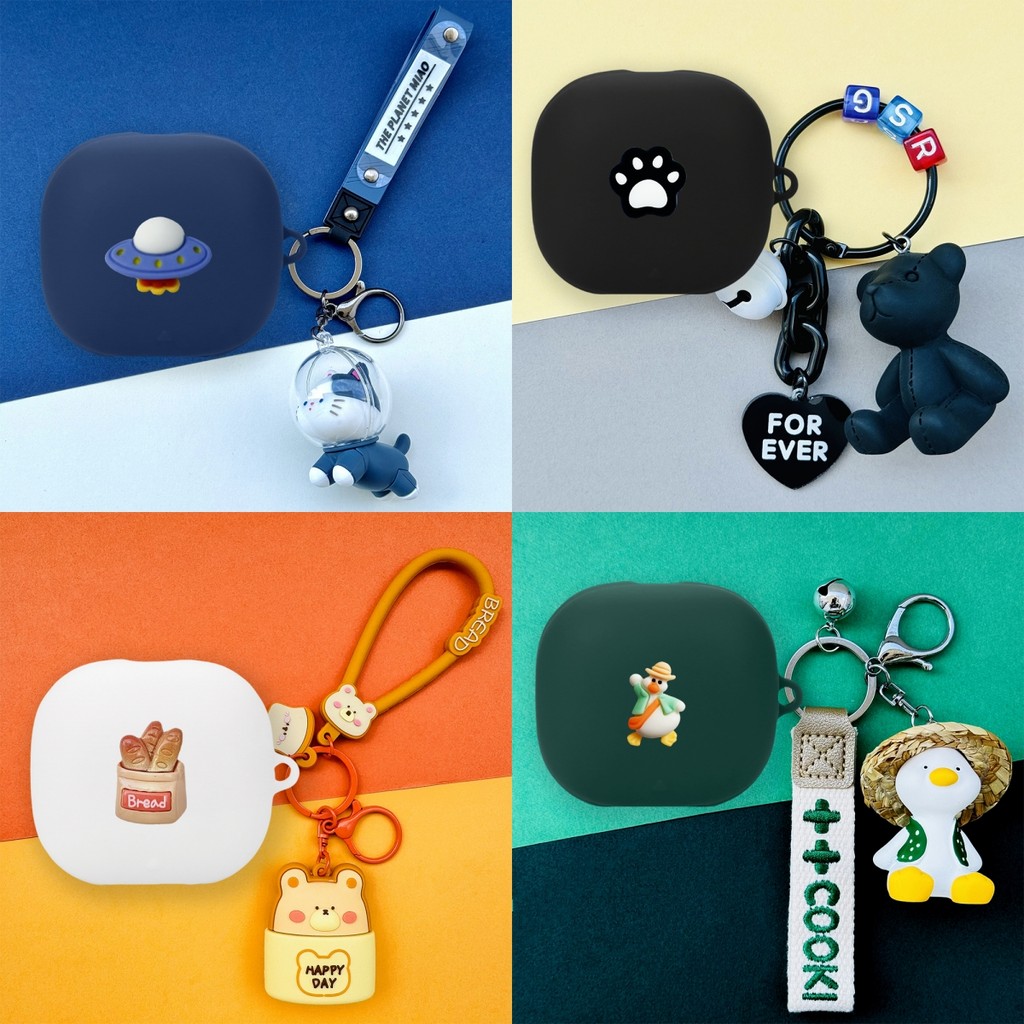 For Anker Soundcore Liberty 4 Pro Case Cartoon Toast Bread Husky Keychain Pendant Soundcore Liberty 