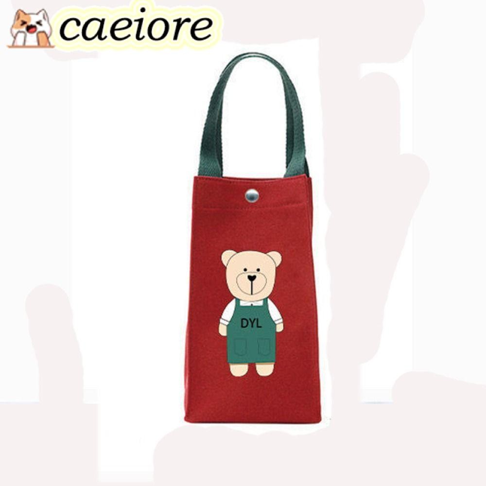 Caeiore กระเป๋าถือขวดน้ําหมีพิมพ์ร่มกระเป๋าฉนวนที่วางแก้วฝาครอบขวด