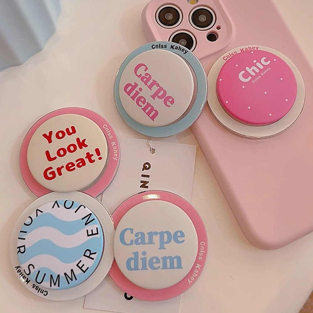 Ins เกาหลีตัวอักษรน่ารักสําหรับโทรศัพท์แม่เหล็ก Grip Tok Griptok ขาตั้งสําหรับ IPhone 16 Macaron สีพับไร้สายชาร์จกรณีผู้ถือแหวน