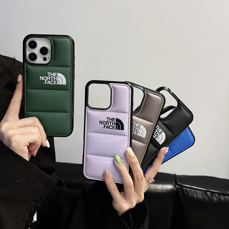 ใส่ผ้าฝ้ายลงเสื้อแจ็คเก็ตเคสโทรศัพท์สําหรับiphone 16 15 14 11 12 13 Pro Maxแฟชั่นอินเทรนด์North Faceสีทึบฝาครอบป้องกัน