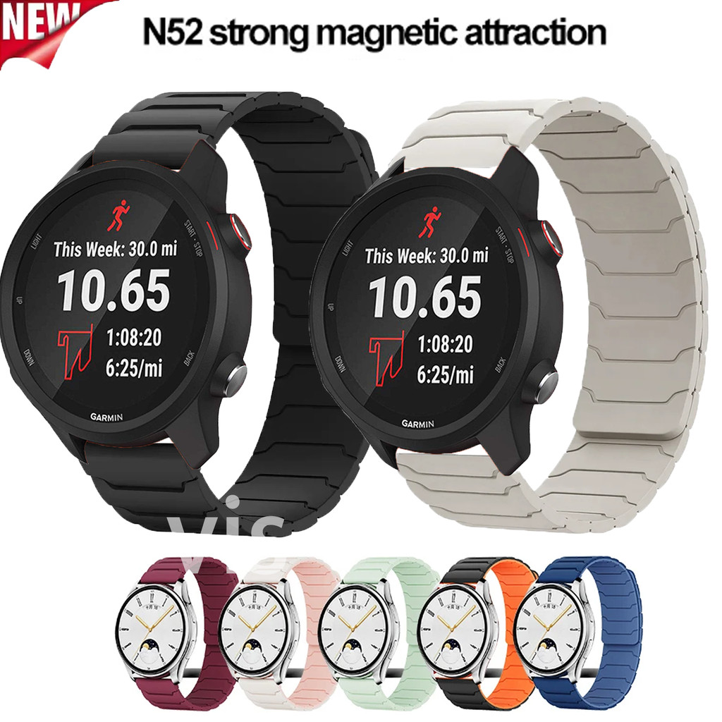 สายรัดแม่เหล็กซิลิโคน 22 มม. 20 มม. สำหรับ Garmin Forerunner 265 255 245 245M 645 645M 55 158 165 ดนตรี 970 570 42mm สายรัดข้อมือกันน้ำสายรัดเปลี่ยน