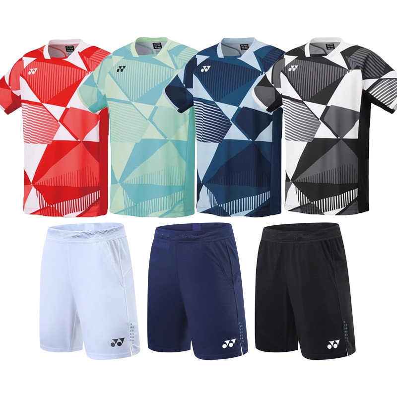ชุดแบดมินตันการแข่งขัน สําหรับผู้ชาย | เสื้อกางเกงขาสั้น แห้งไว น้ำหนักเบาทึ้นระบายอากาศได้ดี