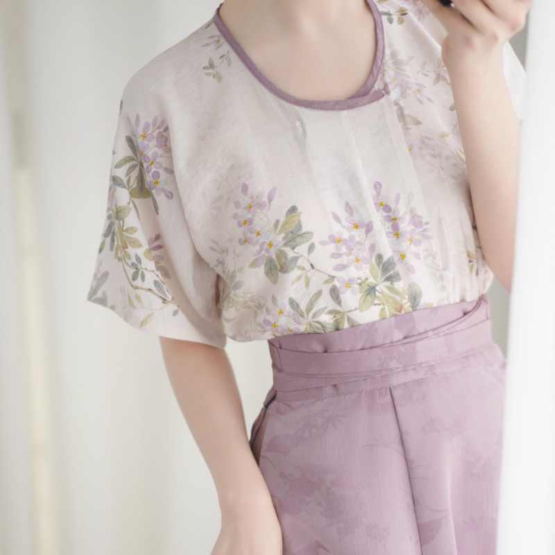 Cypress Hanfu ผู้หญิงพร็อพทุกวัน Made in Tang Dynasty Robe Recovery สไตล์รอบคอเอวยาวแปดหักกระโปรงยาว