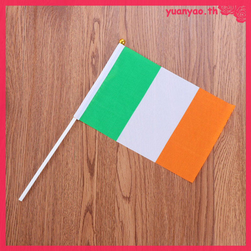 Irish Ireland Flag Small with Stick Handheld Flags Mini Sticks Waving National Banner Fan yuanyao
