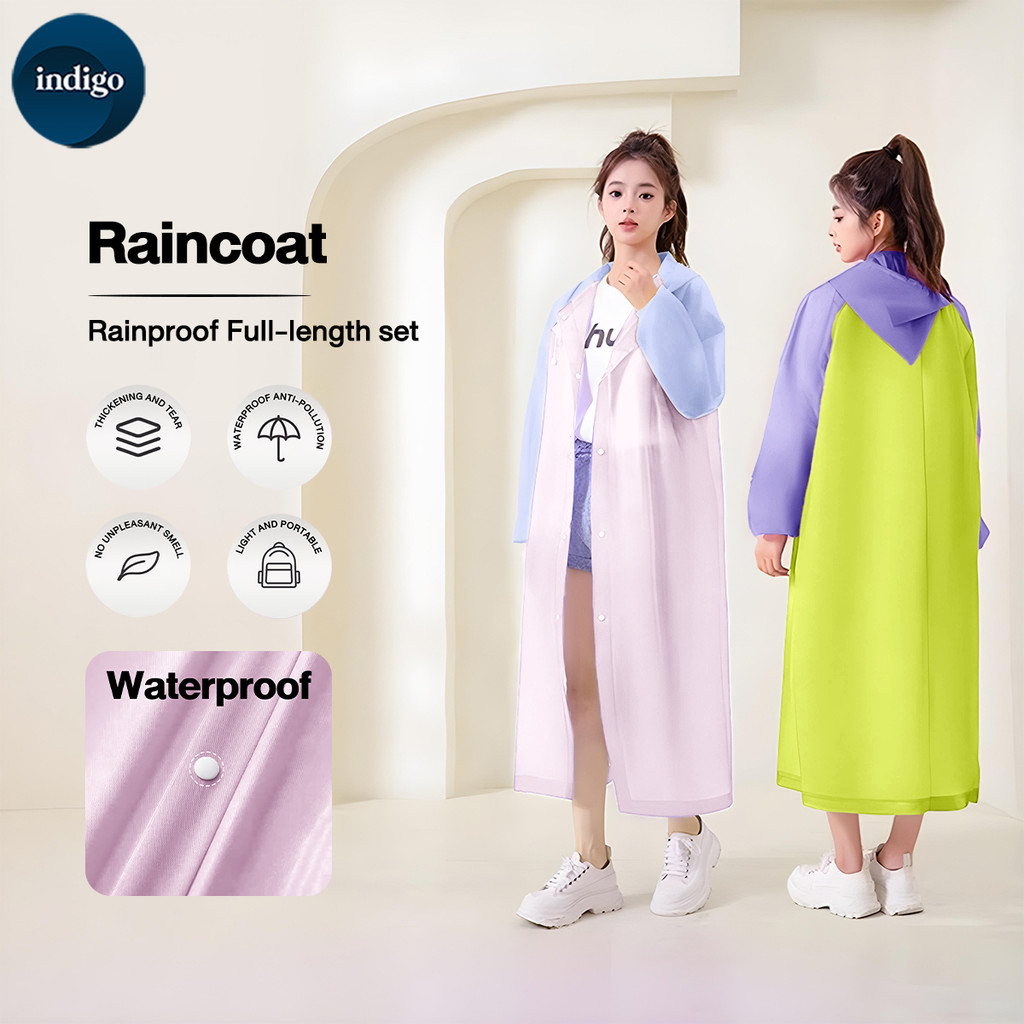 ชุดกันฝน ทูโทน เสื้อกันฝน แบบหนา รุ่น EVA หลากสี มีฮูด กันน้ำ น้ำหนักเบา สีสันสดใส เสื้อกันฝนแบบพกพา ทรงแฟชั่น