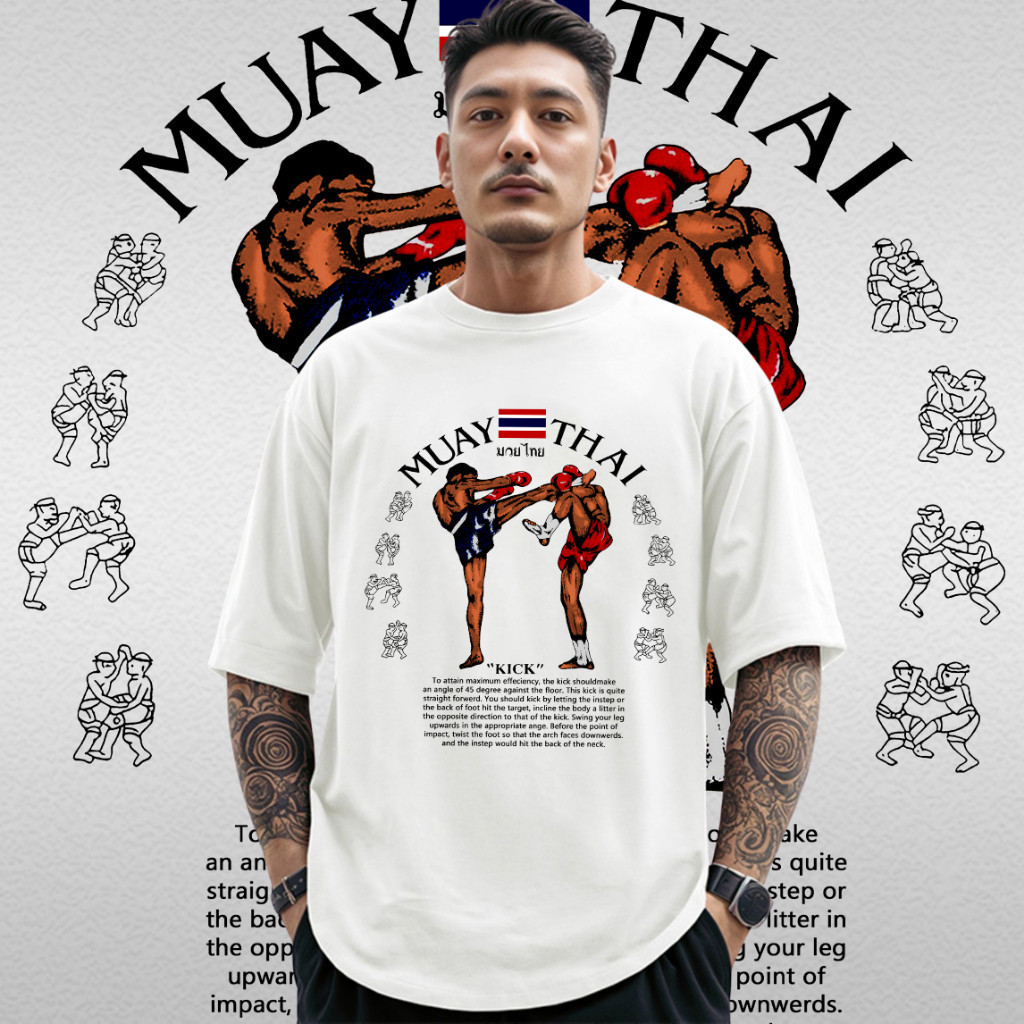 เสื้อมวยไทยสไตล์ใหม่ Tiger Muay Thai T-shirt ทำจากผ้าฝ้าย 100% สำหรับทุกเพศ ไซส์ S-5XL พิมพ์คุณภาพสูง