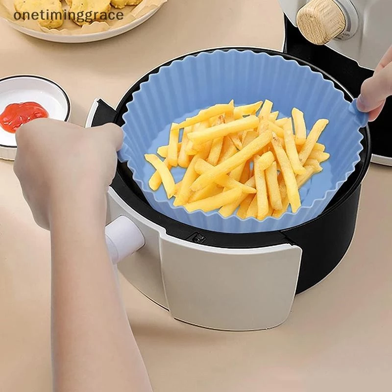 Onetiminggrace Air Fryer ถาดเตาอบถาดอบทอดตะกร้า Mat Air Fryer หม้อซิลิโคนเปลี่ยนกระทะย่าง Bakeware Pizza Pan OMA thumbnail 10