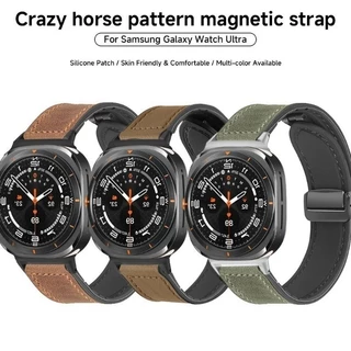 สร้อยข้อมือซิลิโคนหนังแม่เหล็ก สําหรับ Samsung Galaxy Watch 7/8 Ultra 47 มม./8 Classic 46 มม. Quick Fit รองรับ 9/8 44/40 มม. สายรัดข้อมือ