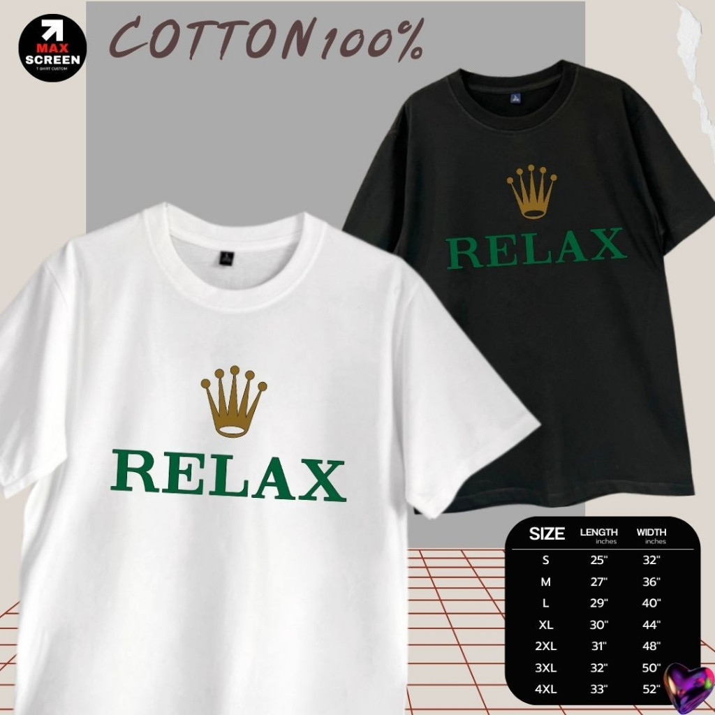 เสื้อยืดคอกลมแขนสั้นพิมพ์ลายกราฟิก RELAX สุดสนุก รูปที่ 3