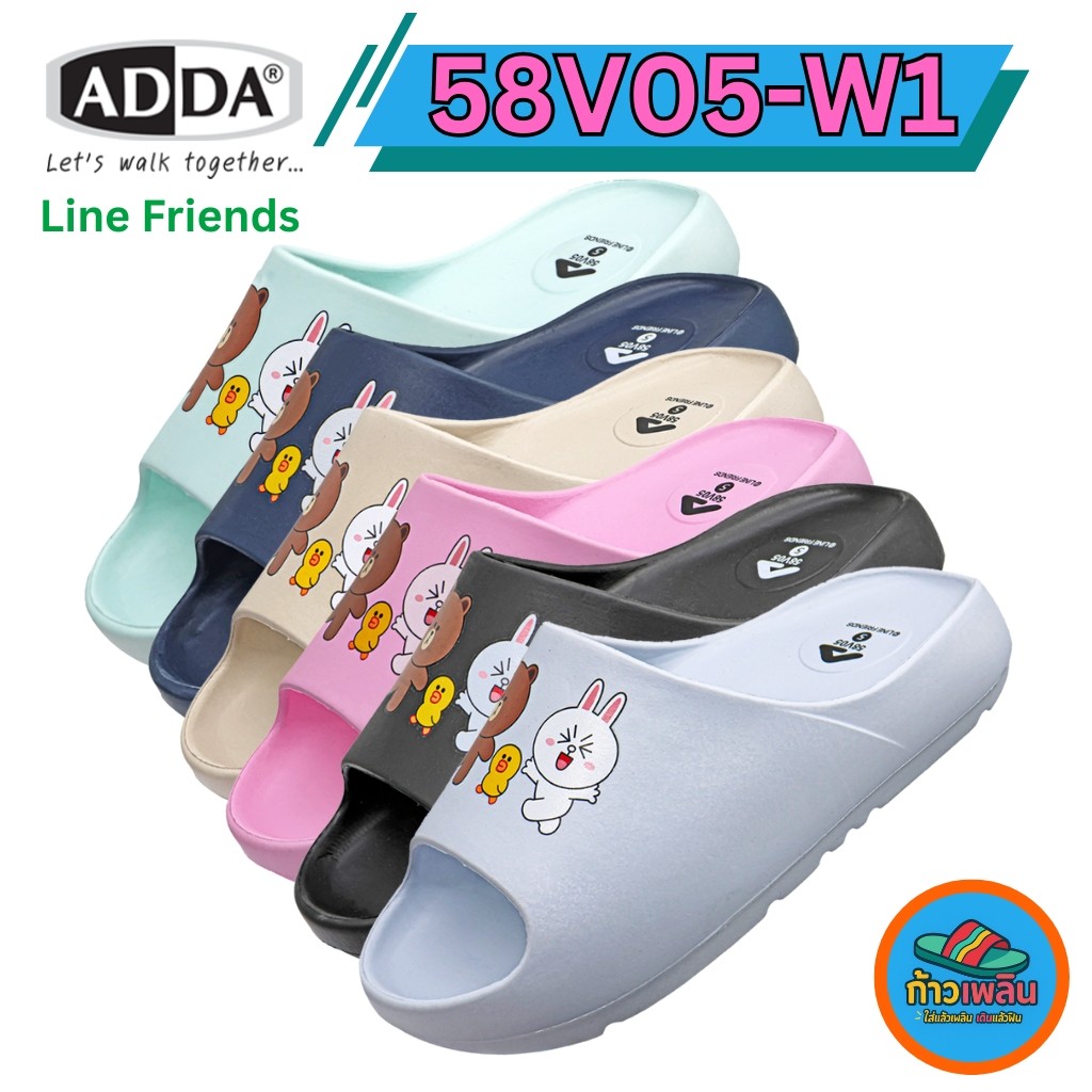 ADDA 58V05W1 รองเท้าแตะแบบสวมผู้หญิง Line Friend (ไซส์ 4-7)