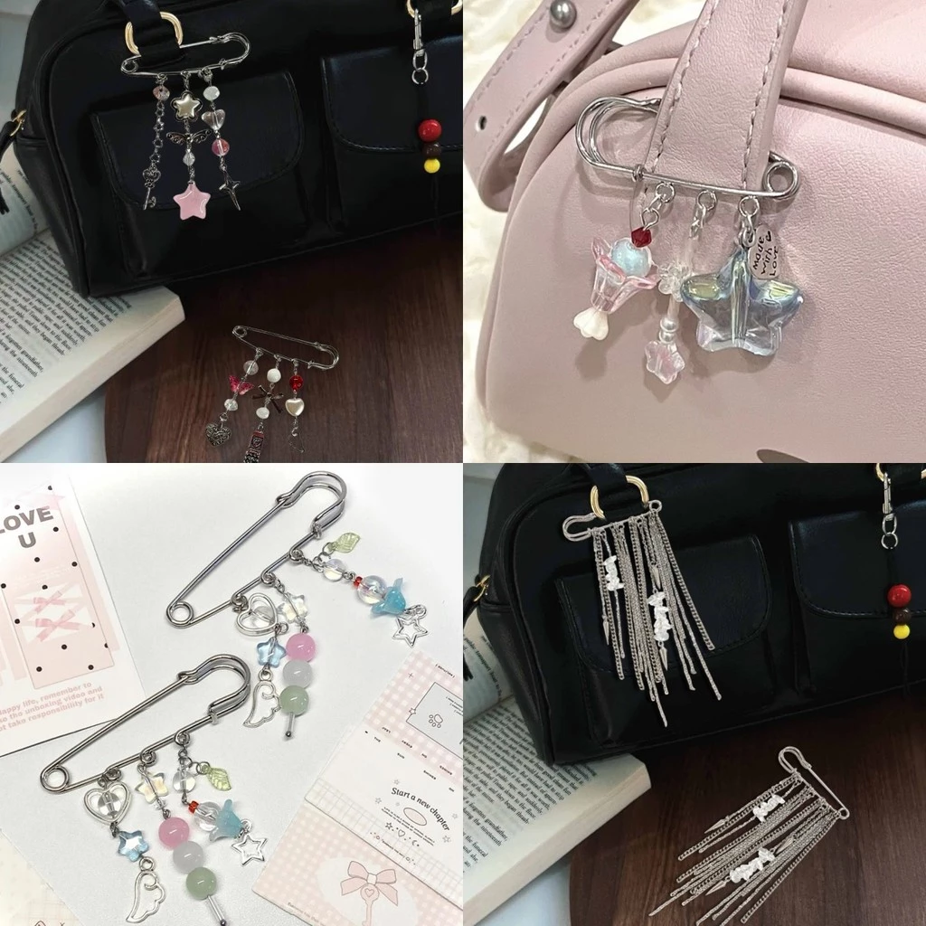 ลูกปัด Star จี้ Pin เข็มกลัด Charms กระเป๋า Pins แขวนอุปกรณ์เสริมพวงกุญแจน่ารักหวานเครื่องประดับ Y2k Simple