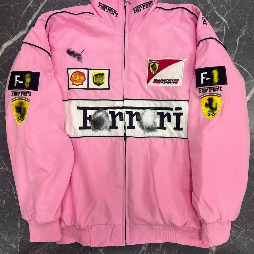 แจ็คเก็ตเรโทรสำหรับขับมอเตอร์ไซค์แขนยาว แบบVintage ผ้าฝ้าย ปี2025 สีดำ สีแดง และสีชมพู - รูปที่ 2