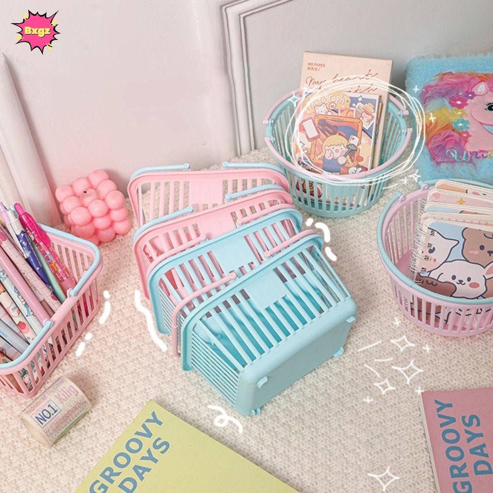INNICE ตะกร้าเก็บของตั้งโต๊ะ, ตะกร้ามือ Mini Melody, เครื่องเขียนเครื่องสําอาง Cinnamoroll กล่องจัดระเบียบความจุขนาดใหญ่