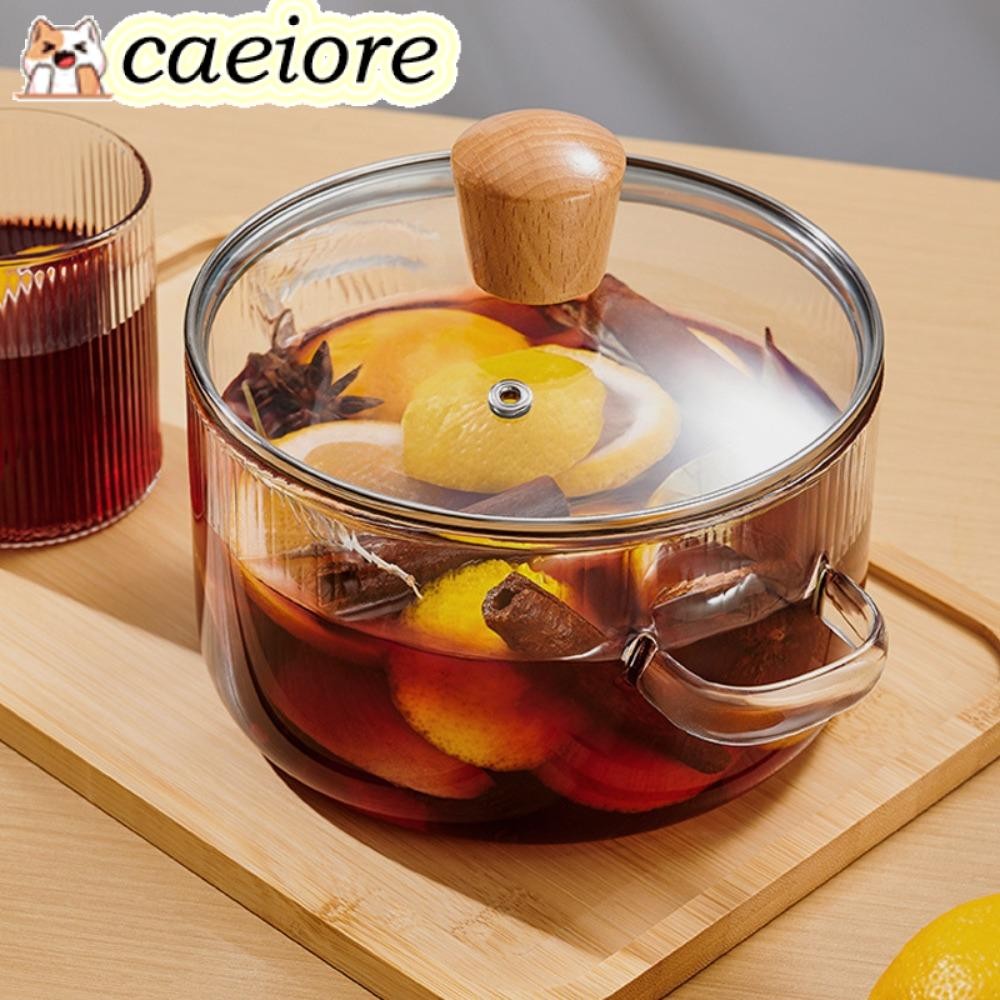 CAEIORE กระทะแก้วในครัวเรือน, หูคู่ 1.6 ลิตรหม้อทําอาหาร, ข้นชามก๋วยเตี๋ยวทนความร้อนเตาแม่เหล็กไฟฟ้าแก๊ส
