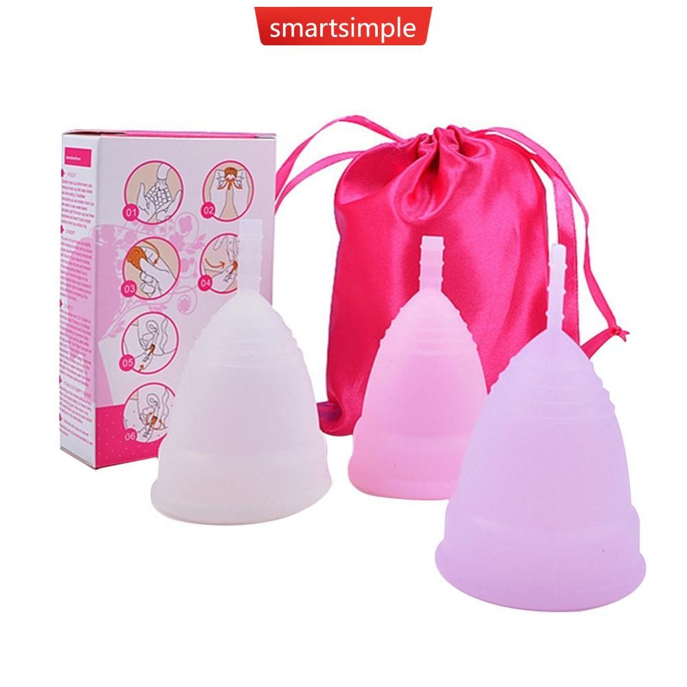 SMARTSIMPLE 1 PC ถ้วยประจําเดือนถ้วยผู้หญิงซิลิโคนสุขอนามัยของผู้หญิงถ้วยประจําเดือนสุขอนามัยด้านสิ่