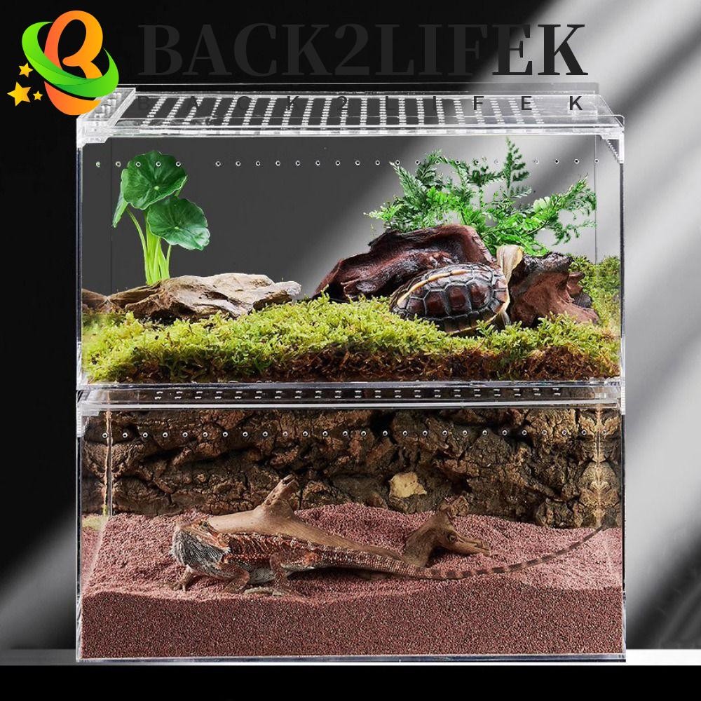 BACK2LIFEK กล่องเพาะพันธุ์สัตว์เลื้อยคลาน,อะคริลิคโปร่งใส Lizard Terrarium Habitat,มีรูป้องกันการหนี Breathable Lizard Feeding Cage สําหรับ Gecko Lizard Frog Spider