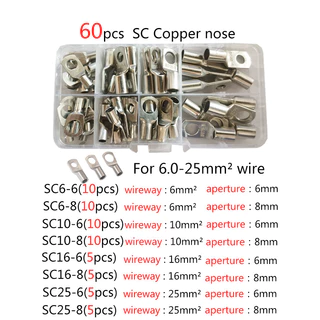 60/120 ชิ้น Heavy Duty Wire Lug แบตเตอรี่รอบสาย Crimp สารพันชุด Bare Tined ทองแดงแหวน Terminal พร้อมความร้อนหดท่อ